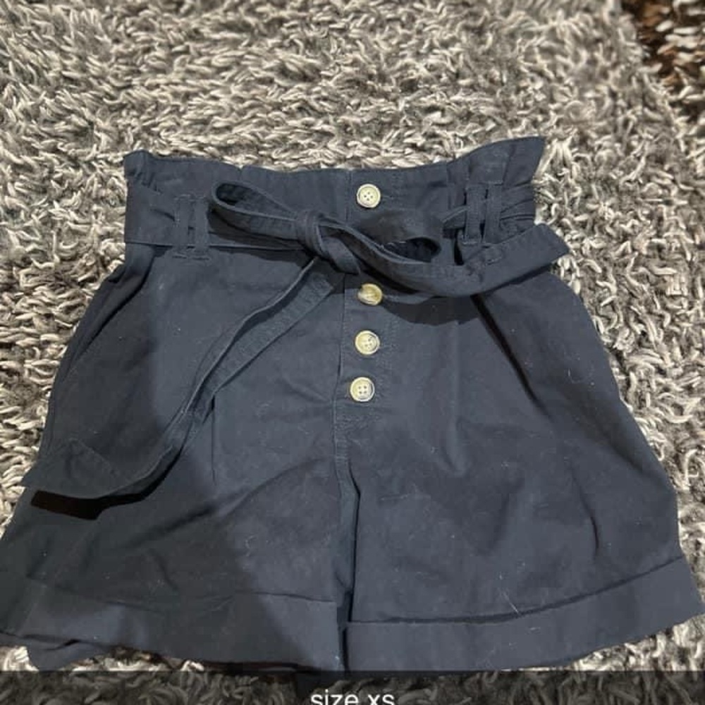 High Waist Black Shorts with Tie Belt